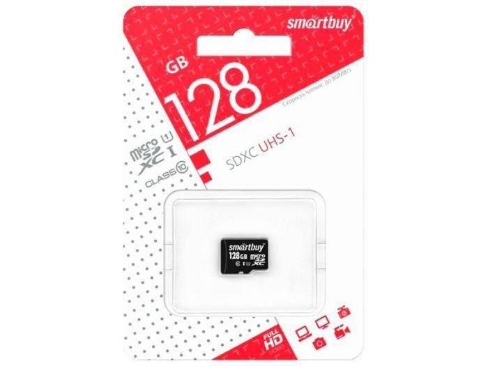 Карта памяти 128Gb - SmartBuy MicroSD Class10 UHS-I SB128GBSDCL10-00 (Оригинальная!)