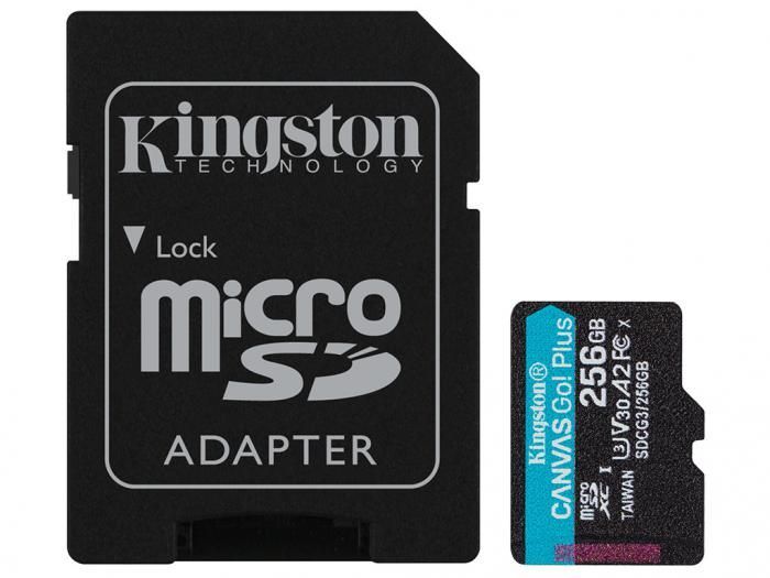 Карта памяти 256Gb - Kingston Canvas Go! Micro Secure Digital HC Class10 UHS-I Canvas Select + SD Adapter SDCG3/256GB с переходником под SD (Оригинальная!)