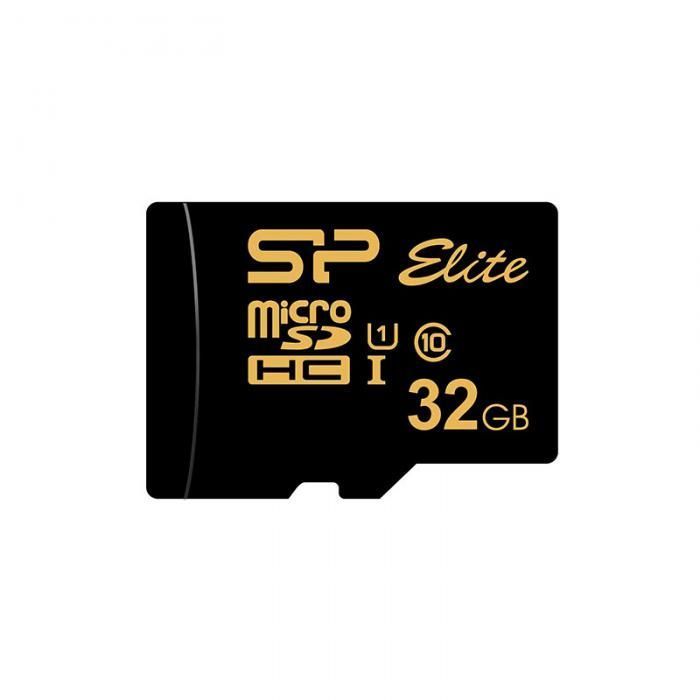 Карта памяти 32Gb - Silicon Power - Micro Secure Digital HC Class 10 UHS-1 Elite Golden SP032GBSTHBU1V1GSP с переходником под SD (Оригинальная!)