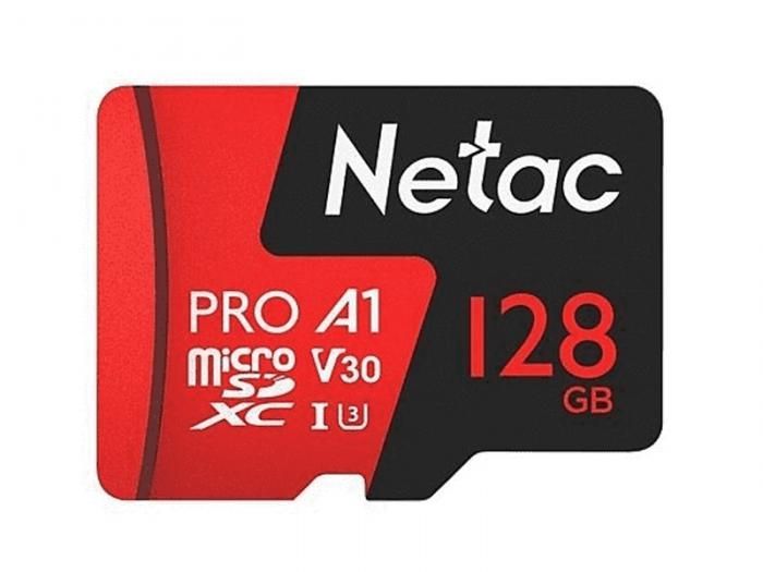 Карта памяти 128Gb - Netac P500 Extreme Pro MicroSDXC Class 10 A1 V30 NT02P500PRO-128G-S (Оригинальная!)