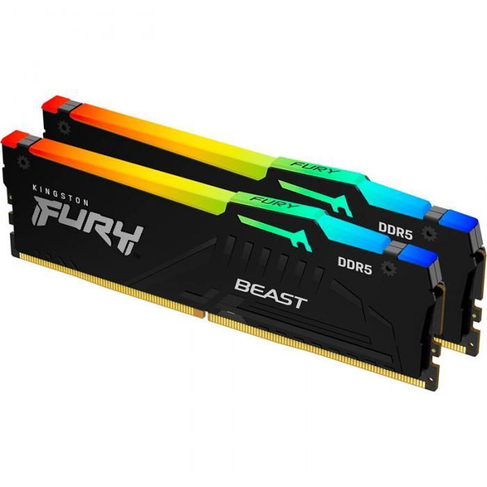 Модуль памяти Kingston Fury Beast RGB DDR5 DIMM 5600MHz PC-41600 CL40 - 64Gb (2х32Gb) KF552C40BBAK2-64