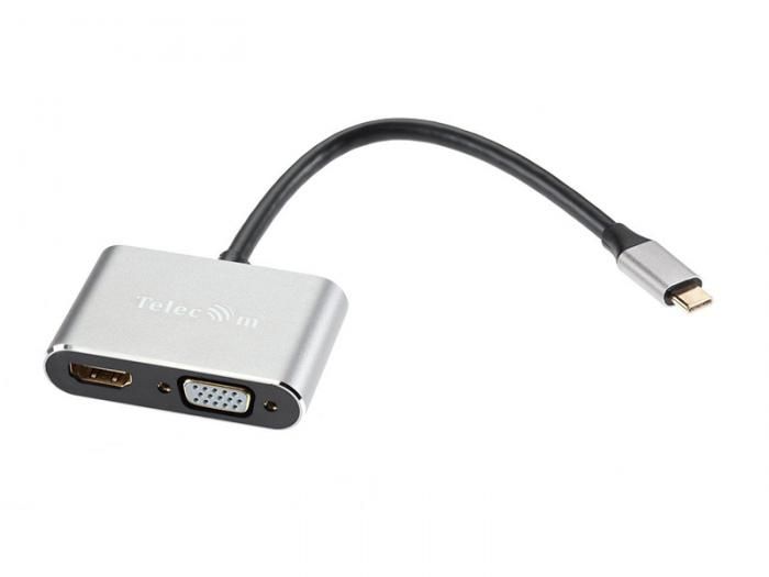 Telecom USB-Type-C - HDMI / USB3.0 / PD / VGA Alum Grey TUC055
