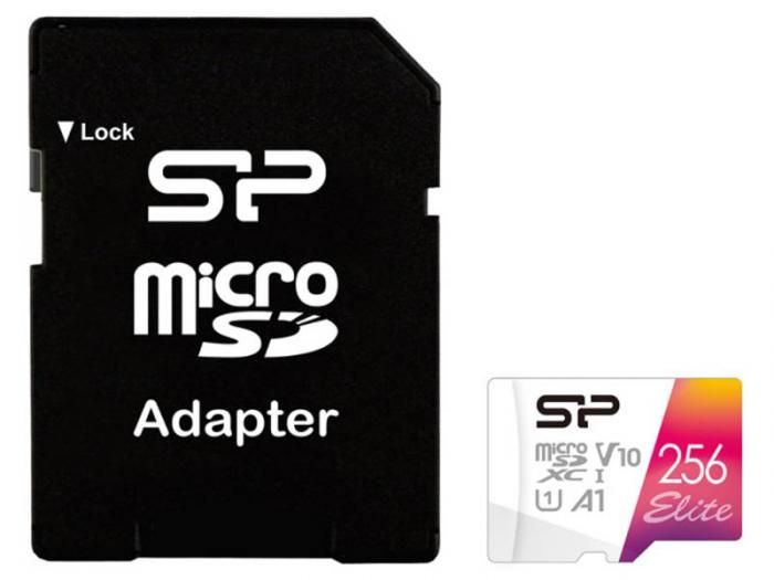 Карта памяти 256Gb - Silicon Power Elite A1 MicroSDXC Class 10 UHS-I U3 SP256GBSTXBV1V20SP с адаптером SD (Оригинальная!)