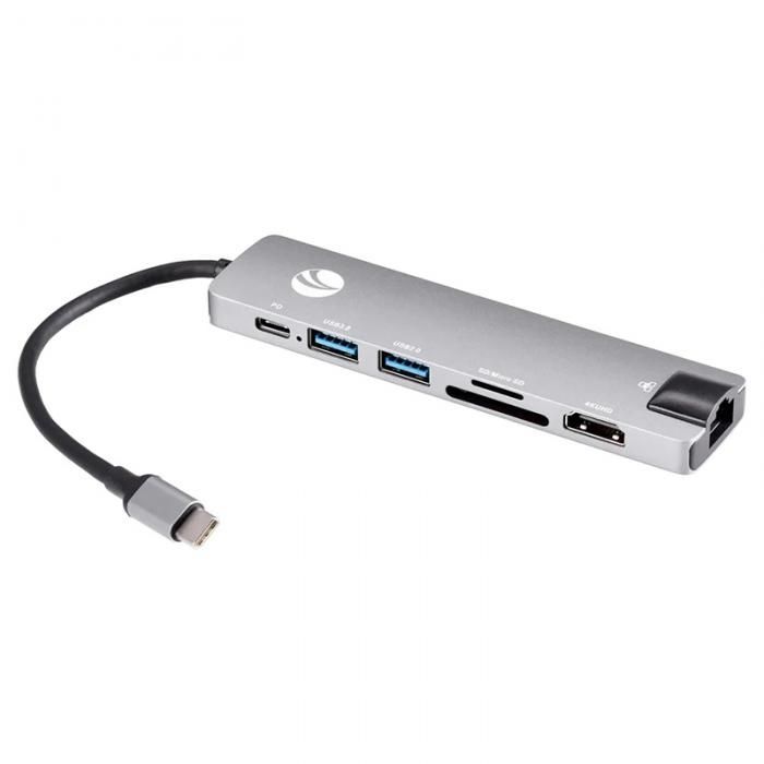 Хаб USB VCOM Type-C - HDMI+USB3.0+USB2.0+RJ45+TF+CD+PD CU4351