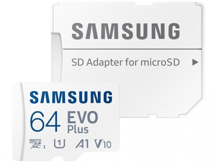 Карта памяти 64Gb - Samsung Micro Secure Digital XC Evo Plus Class 10 MB-MC64KA/RU с переходником под SD (Оригинальная!)