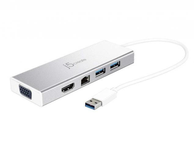 j5create Mini Dock USB 3.0/USB 3.0x2/VGA-DB 15 pin/HDMI/Gigabit Ethernet/USB Micro B JUD380
