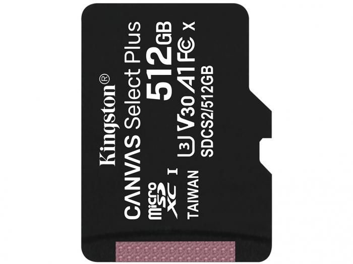 Карта памяти 512Gb - Kingston Canvas Select Plus MicroSDXC UHS-I Class U3 V30 A1 SDCS2/512GBSP (Оригинальная!)