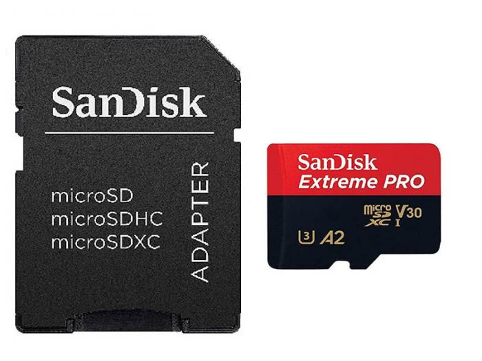 Карта памяти 64Gb - SanDisk MicroSD Extreme Pro Class 10 SDSQXCY-064G-GN6MA с переходником под SD (Оригинальная!)